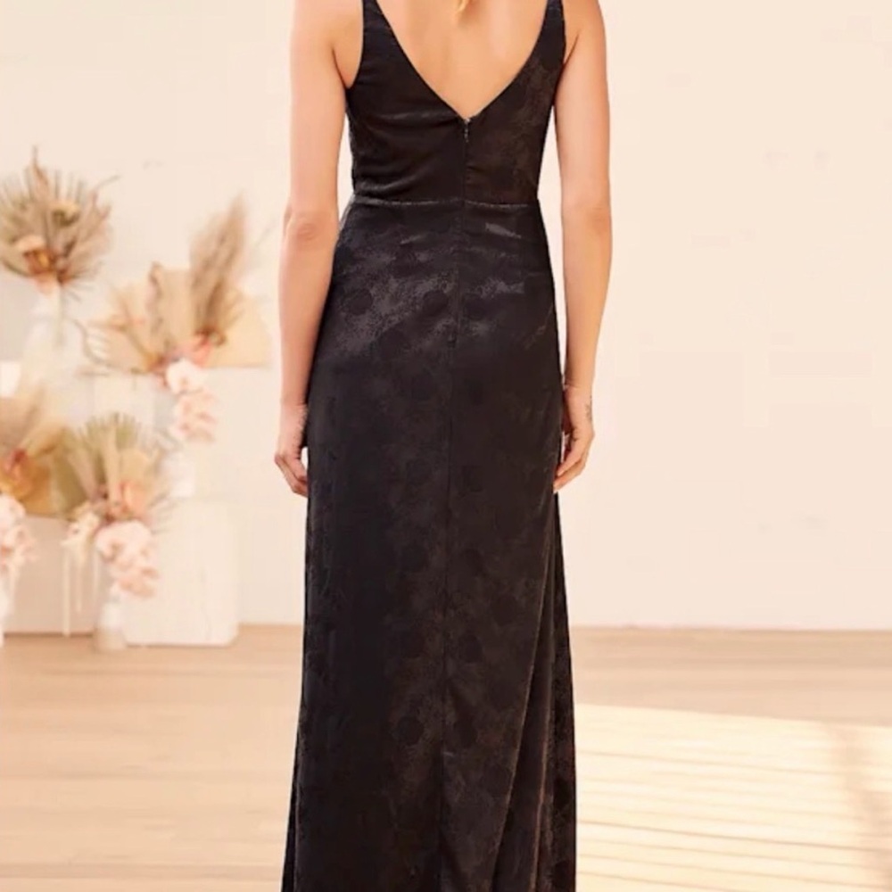Lulus Black Satin Jacquard Maxi Dress - Picture 3 of 8